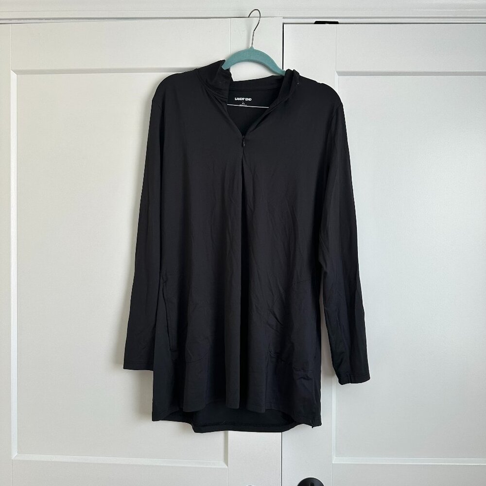 Lands End Bathing Suit Coverup Dress - Black - Large